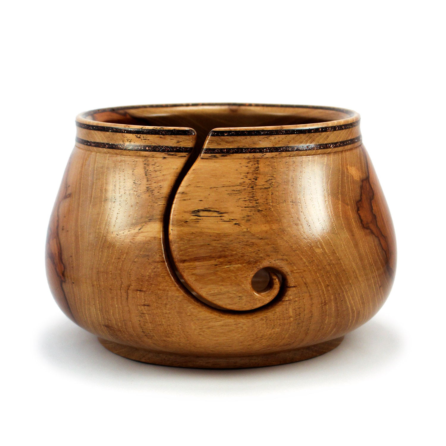 Yarn Bowl, Extra Large, Spalted-Pecan, Heirloom Knitting or