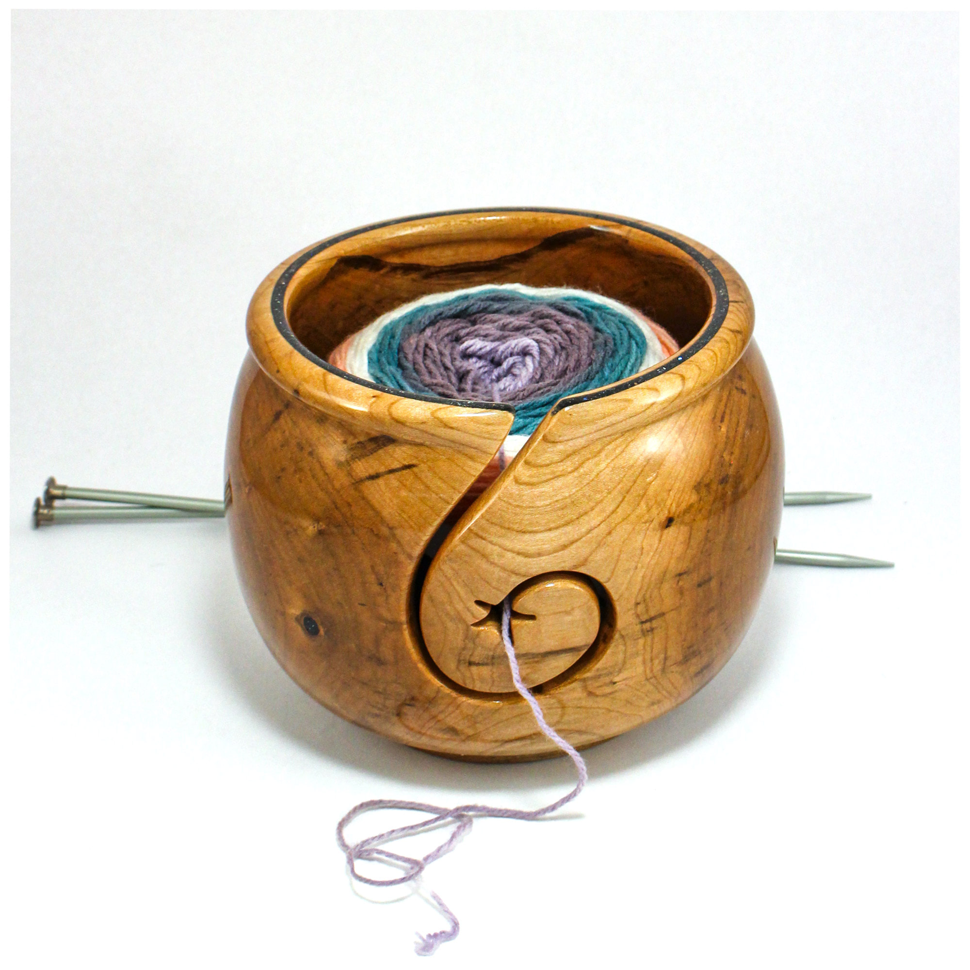 Extra Large Yarn Bowl, Cherry. For Knitting, Fiber Arts. Artist Signed, #668