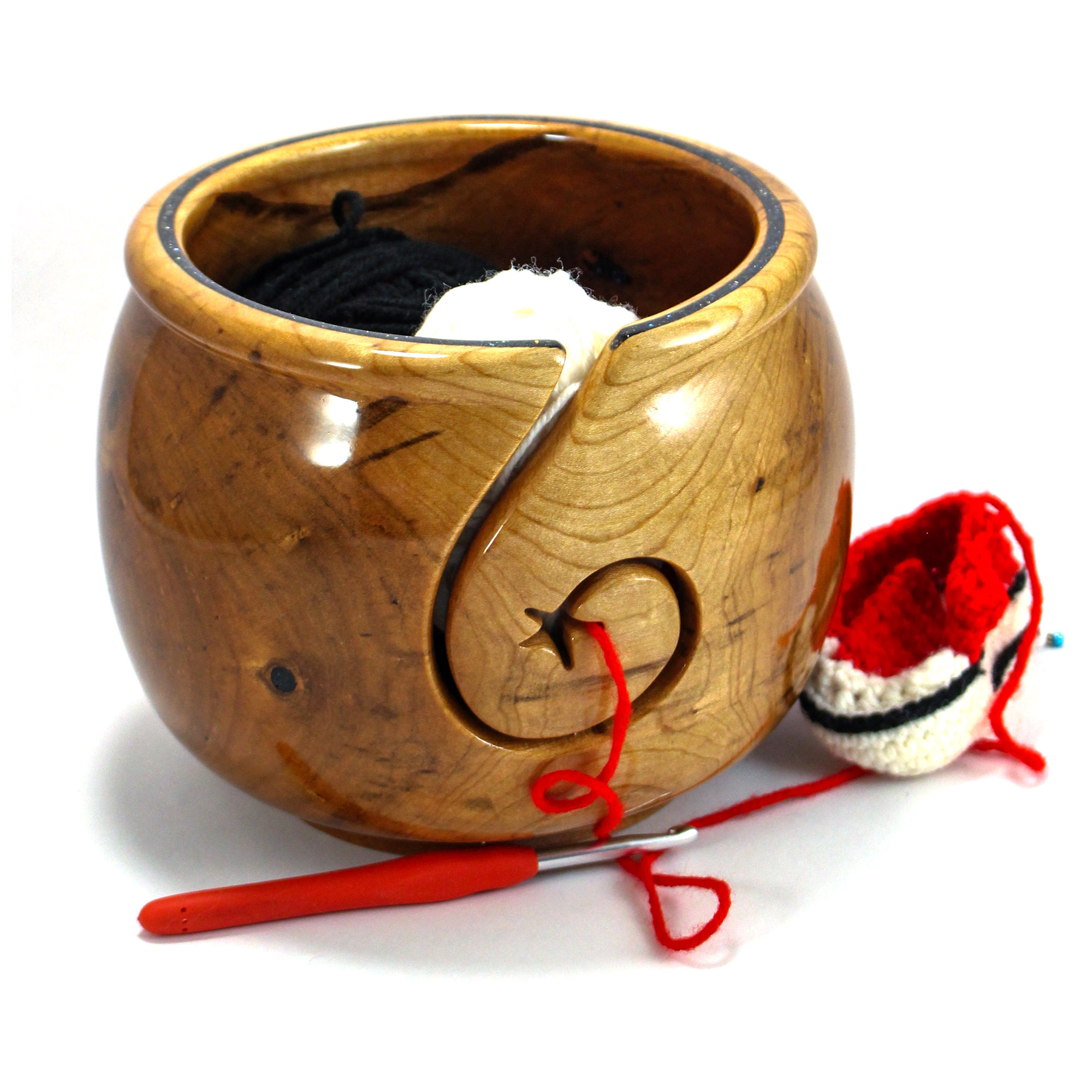 XXXL Yarn Bowl, Cherry Harwood, GIANT! For Knitting, Crochet, Yarning,  Sparkle Inlay One-of-a-kind, Signed #1149