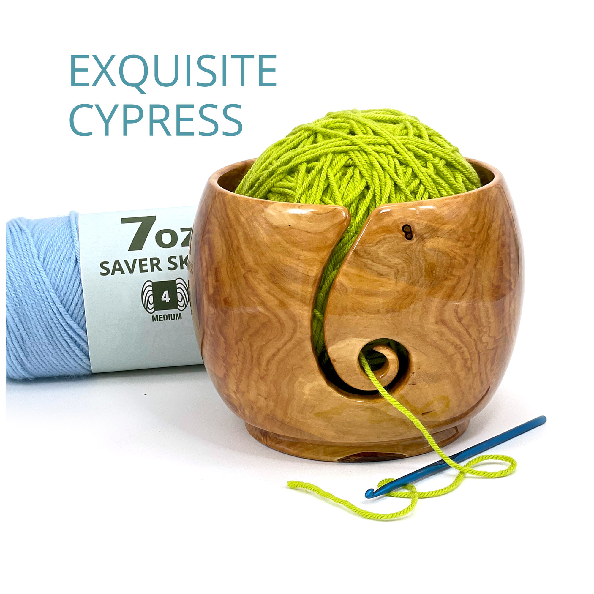 Large AZ Cypress Yarn Bowl with Golden Grains For Knitting, Crochet,  Yarning #657
