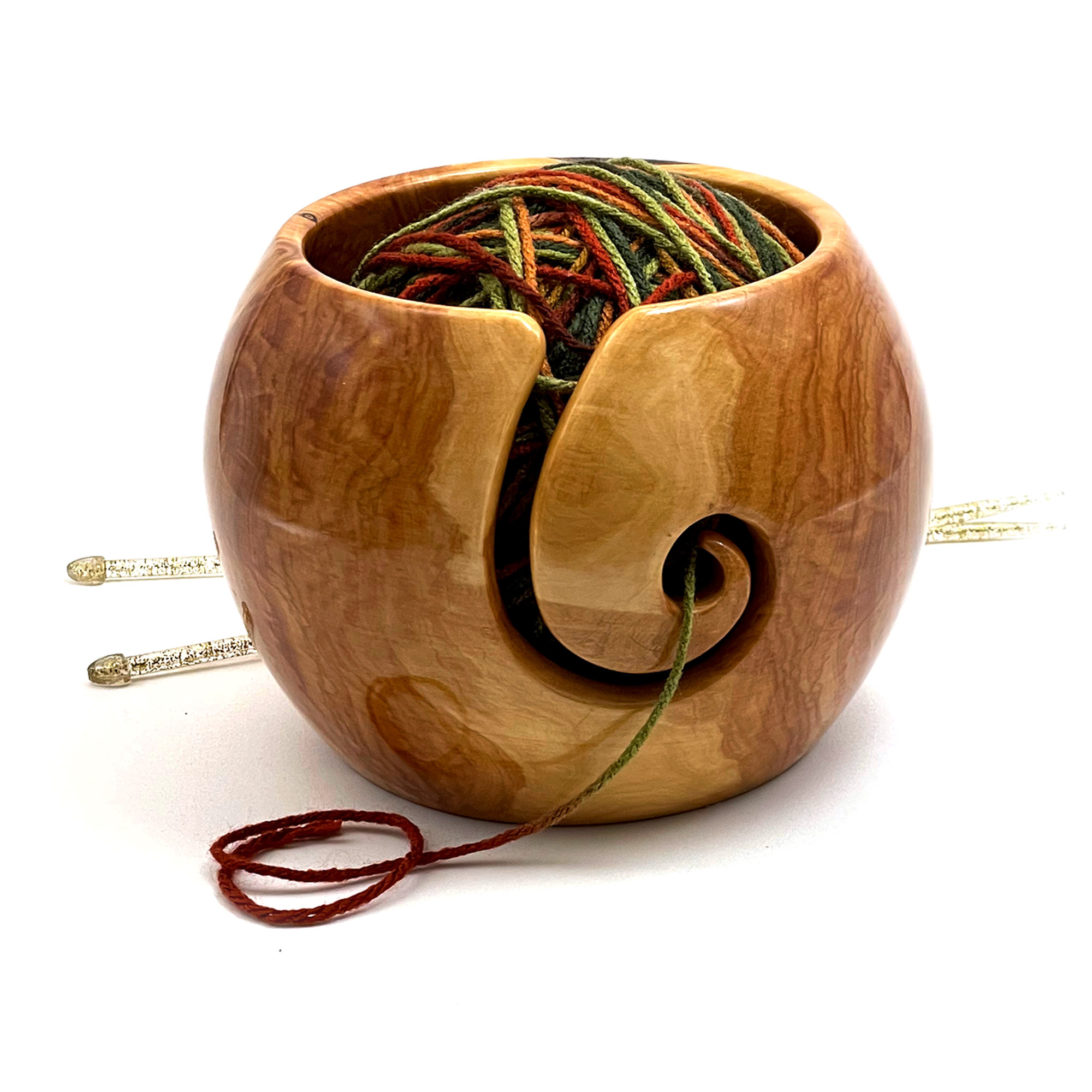 Large AZ Cypress Yarn Bowl with Golden Grains For Knitting, Crochet,  Yarning #657